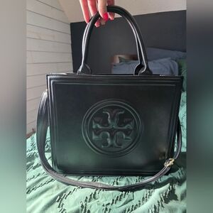 Black Structured Tote Handbag